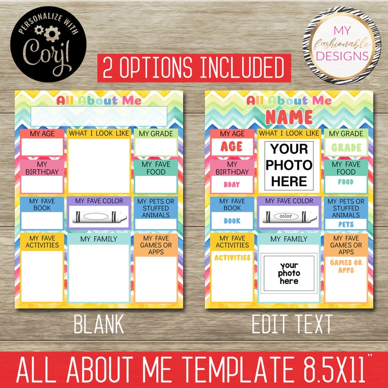 All About Me Template - 8.5x11