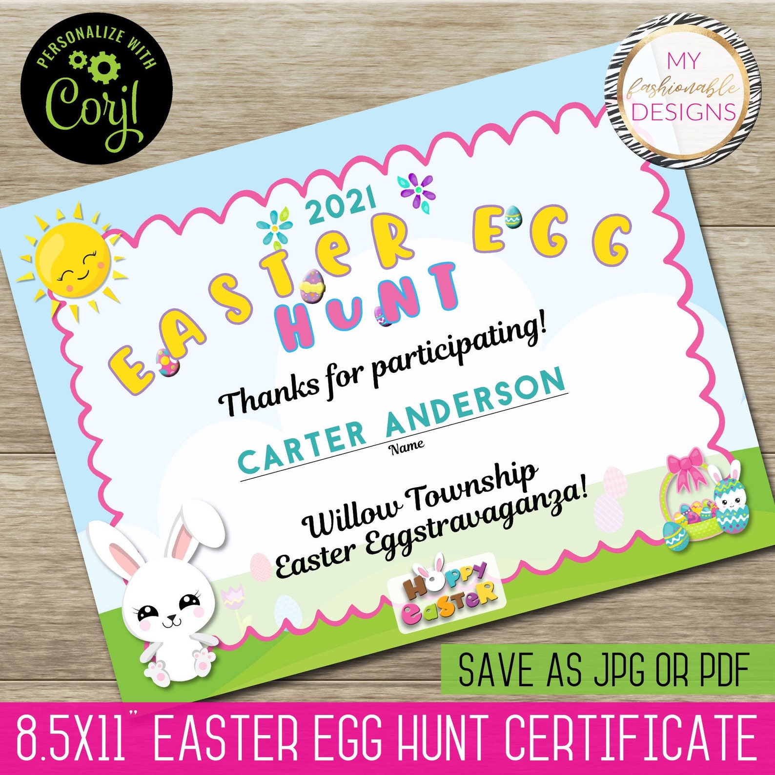 Easter Egg Hunt Certificate 8 5x11 Printable Etsy