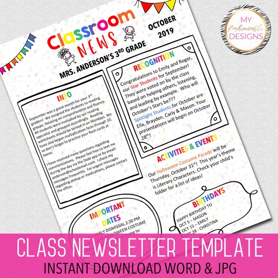 3Rd Grade Newsletter Template from i.etsystatic.com