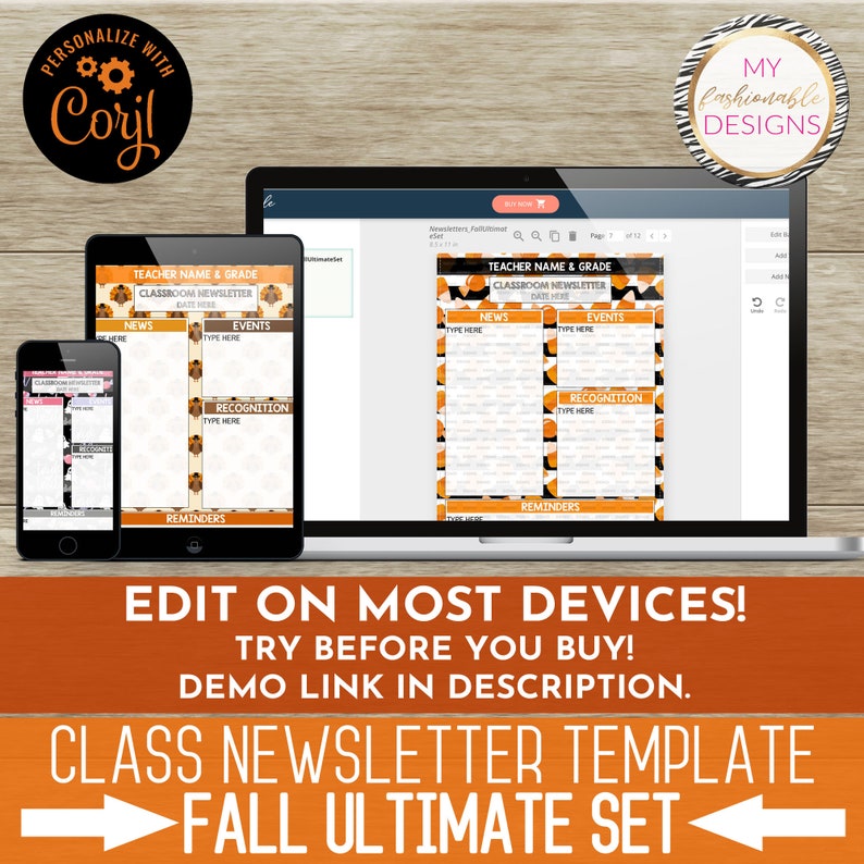 Editable Fall Class Newsletter Template Set 12 designs | Etsy