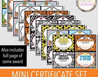 Mini Certificate Set, School Awards, Motivation, 8 Mini Awards, Instant Download PDF