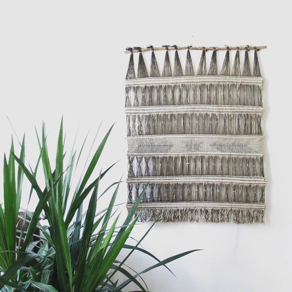 vintage woven wall hanging // vintage weaving // 1970s