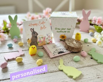 Grow your own Sunflower seeds complete kit- Personalised Easter favours -Alternative Easter Ideas- Easter Craft Ideas -End of term gift.