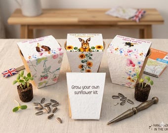 Personalised Grow your own Sunflower Seed Party Favor Kit: Eco-Friendly, Plastic-Free