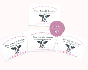 100 Plantable Seed Paper Business Cards * Thank you Cards * Eco Friendly Cards