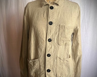 Vintage Tan Linen Jacket / Coat
