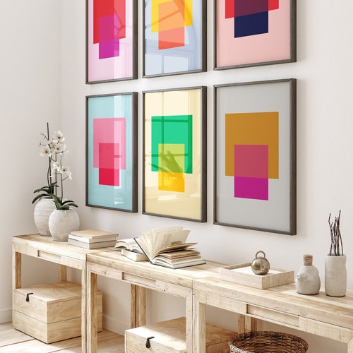 Set of 6 Geometric Art Prints Color Block Art Colorful Etsy