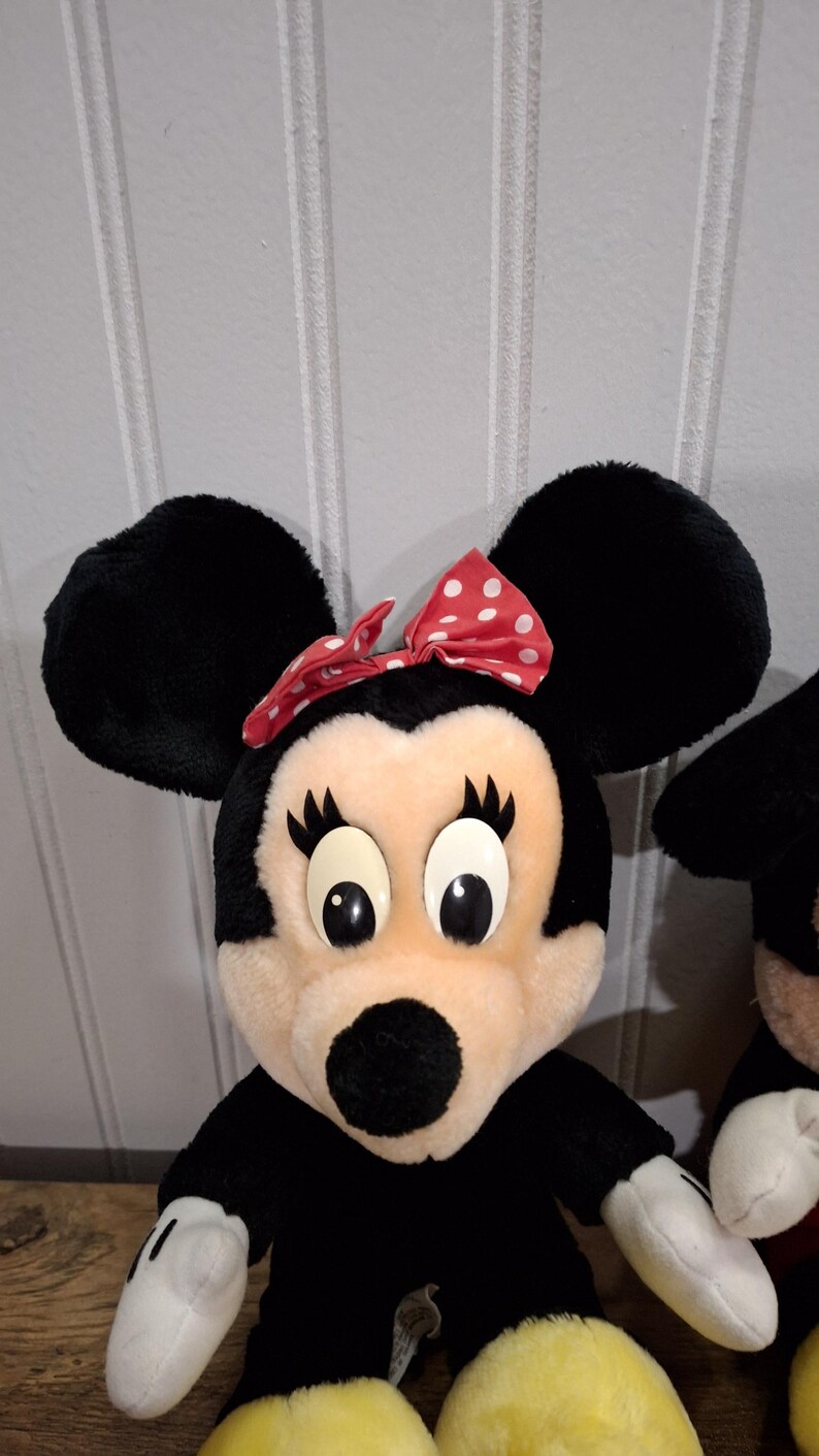 Pair Vintage Disneyland Walt Disney Mickey & Minnie Mouse Plush Stuffed Animals bild 2