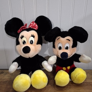 Pair Vintage Disneyland Walt Disney Mickey & Minnie Mouse Plush Stuffed Animals bild 1