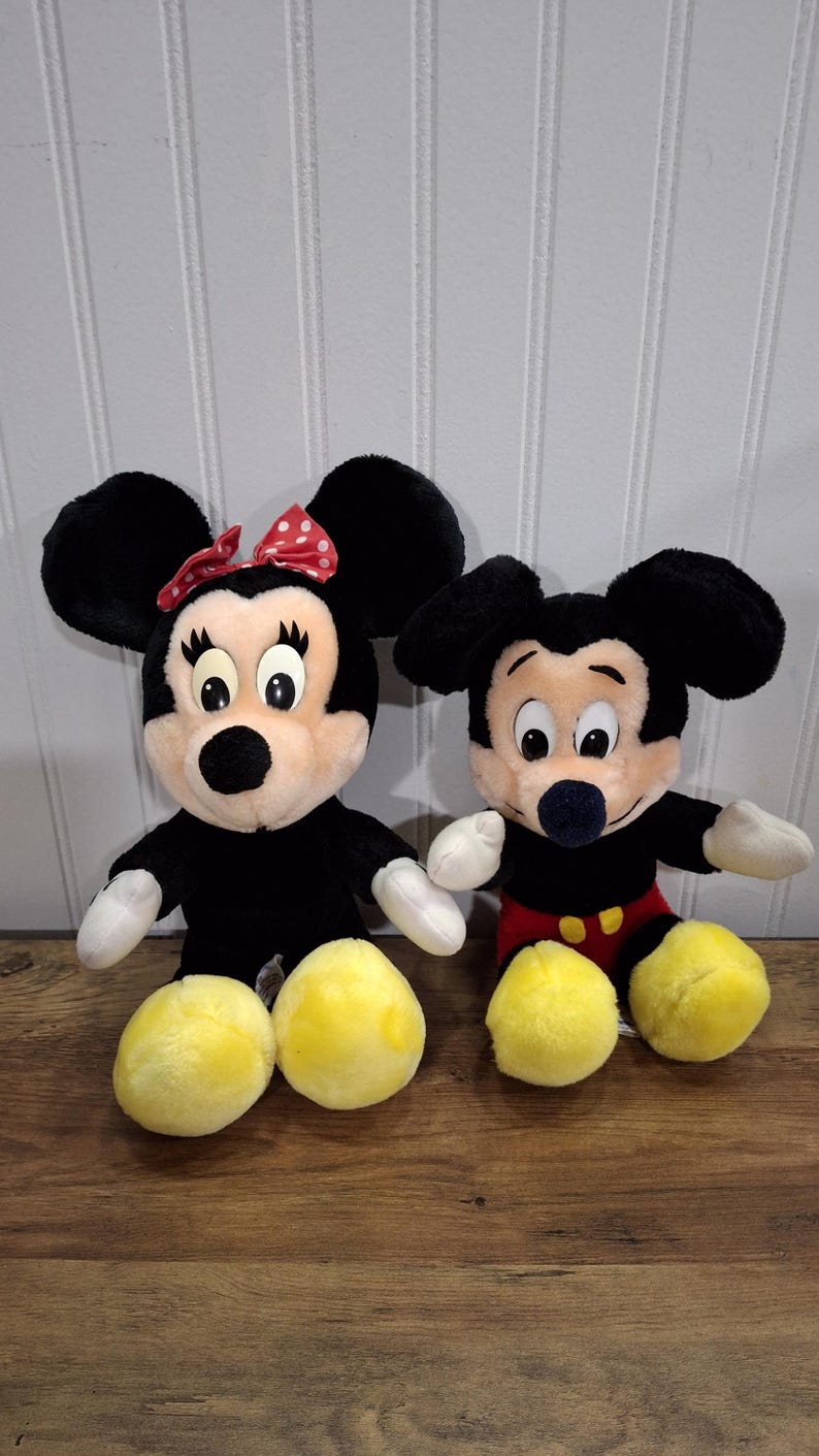 Pair Vintage Disneyland Walt Disney Mickey & Minnie Mouse Plush Stuffed Animals bild 1