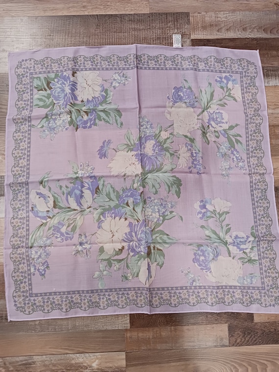 Vintage Challis by Berkshire Purple Floral Scarf … - image 1