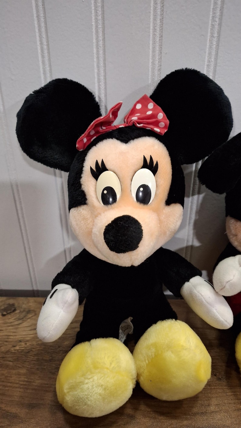 Pair Vintage Disneyland Walt Disney Mickey & Minnie Mouse Plush Stuffed Animals bild 3