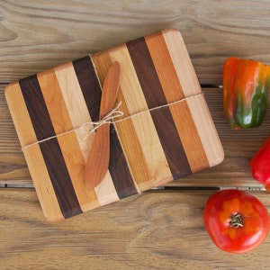 Handcrafted Hardwood Serving/Cutting Board with Knife Spreader, Gift Set, Handemade, Housewarming, Wedding, Christmas, Made in Vermont USA