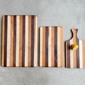 Multi-Hardwood Cutting Board Set, Complete Kitchen Set, Three-Piece Gift Set, Housewarming, Wedding, Kitchen Basics, Maple Cherry Walnut