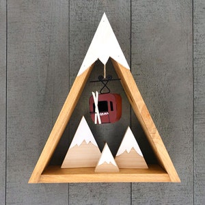 Rustic Mountain Shelf, Woodland Wall Decor, Reclaimed Wood Mountain, Mountain Decor, Triangle Shelf, Ski House Decor