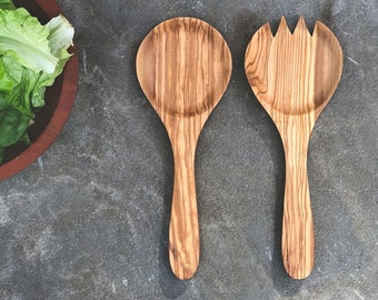 Olive Wood Salad Servers, Large Salad Servers, Hardwood, Handmade Servers, Serving Set