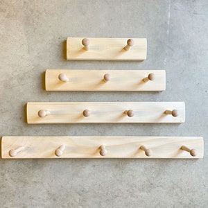 Wooden Peg Rack, Handmade Wood Peg Rack, Coat Rack, Choose Your Size, Unfinished able to Paint, Storage and Organization
