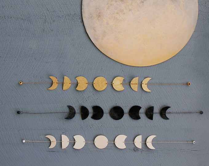 Moon Phase Wall Hanging, Three Styles, Handmade Moon Decor, Phases of the Moon Wall Art