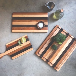 Multi-Hardwood Cutting Board Set, Handmade Three-Piece Gift Set, Housewarming Gift, Wedding Gift, Kitchen Basics, Maple Cherry Walnut Boards image 1