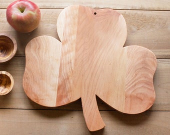 Shamrock Shaped Cutting Board, Hardwood Shamrock Cutting Board, Clover Serving Board, Saint Patricks Day, Housewarming, Wedding Gift