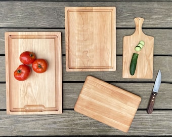 Hardwood Complete Cutting Board Set, Handmade Four-Piece Gift Set, Housewarming, Wedding Gift, Kitchen Essentials, Full Set, Large and Small