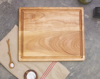 Hardwood Cutting Board, With Groove in Two Sizes;  Carving Board with Groove for Juices, Handmade, Yellow Birch, Wedding Gift, Housewarming