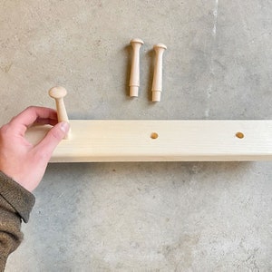 Wooden Peg Rack, Handmade Wood Peg Rack, Coat Rack, Choose Your Size, Unfinished able to Paint, Storage and Organization image 5