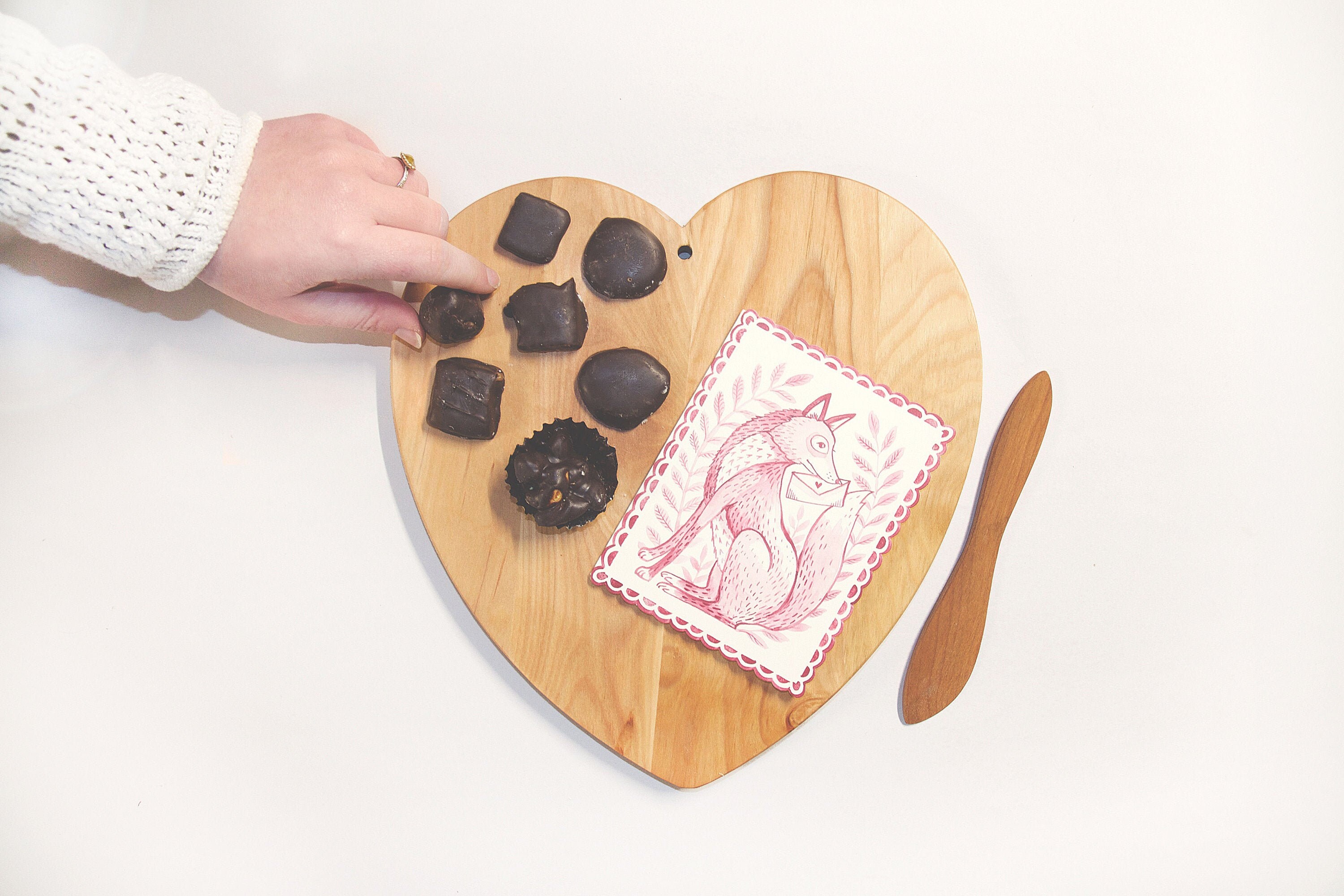 Handmade Heart Serving Board Gift Set Valentines Cheese Etsy