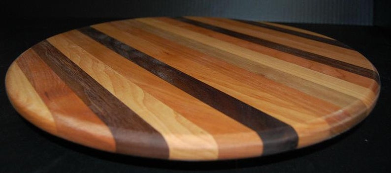 Handmade in Vermont-Lazy Susan Maple Cherry Walnut Striped Multi Color image 4