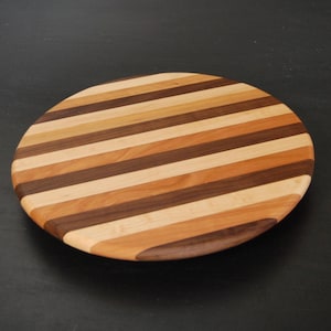 Handmade in Vermont-Lazy Susan Maple Cherry Walnut Striped Multi Color image 2