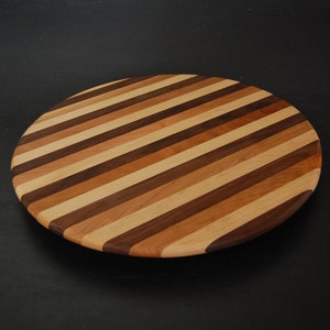 Handmade in Vermont-Lazy Susan Maple Cherry Walnut Striped Multi Color image 1