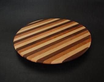 Handmade in Vermont-Lazy Susan - Maple Cherry Walnut Striped Multi Color