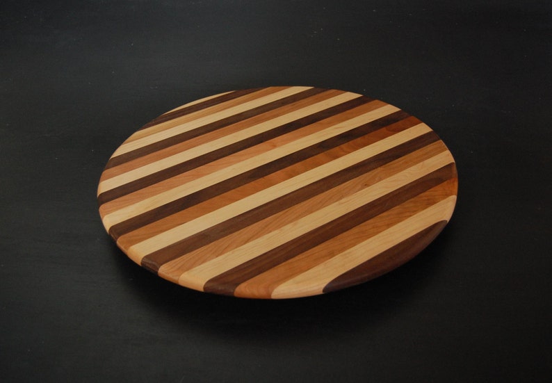 Handmade in Vermont-Lazy Susan Maple Cherry Walnut Striped Multi Color image 1