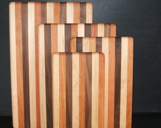 Handmade Multi-Wood Maple, Cherry, Walnut Cutting and Serving Boards in 4 sizes, Charcuterie Board, Carving Board,