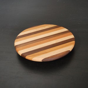 Handmade in Vermont-Lazy Susan Maple Cherry Walnut Striped Multi Color image 3