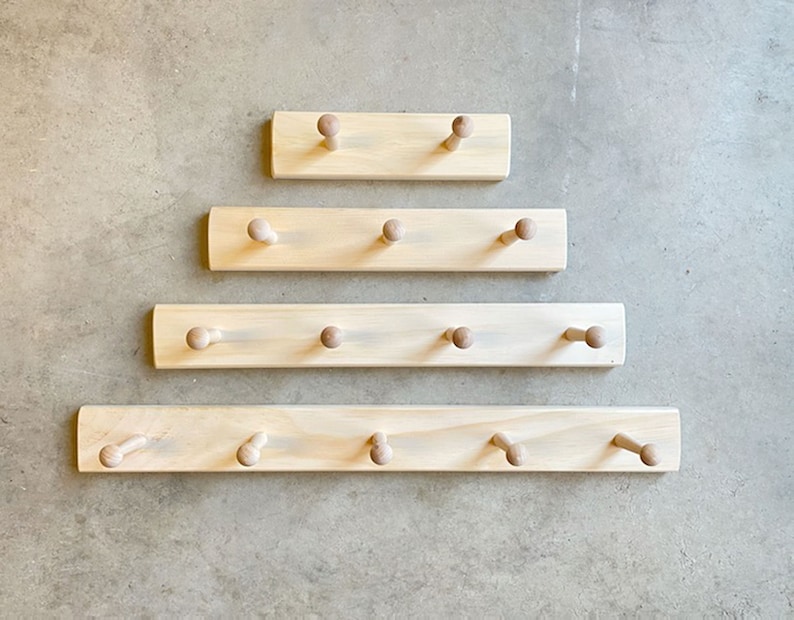 Wooden Peg Rack, Handmade Wood Peg Rack, Coat Rack, Choose Your Size, Unfinished able to Paint, Storage and Organization image 1