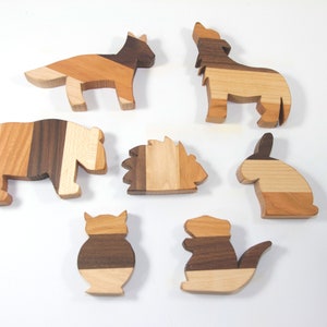 Natural Multi-Hardwood Woodland Animal Toy Set, Non-Toxic Wooden Play Set, Handmade Hardwood Children&#39;s Toy Set, Forest Creatures