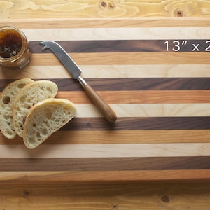 Handmade Multi-Wood Maple, Cherry, Walnut Cutting and Serving Boards, Charcuterie Board, Carving Board, 13" x 21" inches