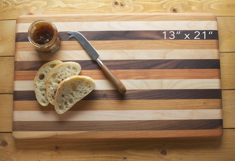 Handmade Multi-Wood Maple, Cherry, Walnut Cutting and Serving Boards, Charcuterie Board, Carving Board, 13" x 21" inches