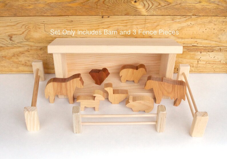 Non Toxic Wooden Barn Fence Toy With Or Without Farm Animal Image 0
