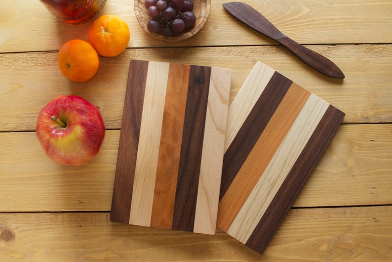 Multi-Hardwood Mini Cutting Boards, Set of 4, Handmade Natural Cutting Boards, Small Portable Cutting Board, Serving Plate image 1