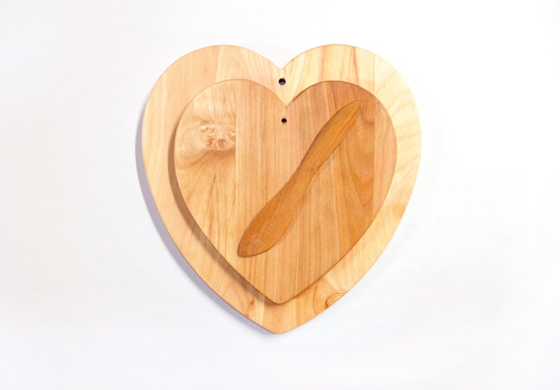 Handmade Heart Serving Board Gift Set Valentines Cheese Etsy