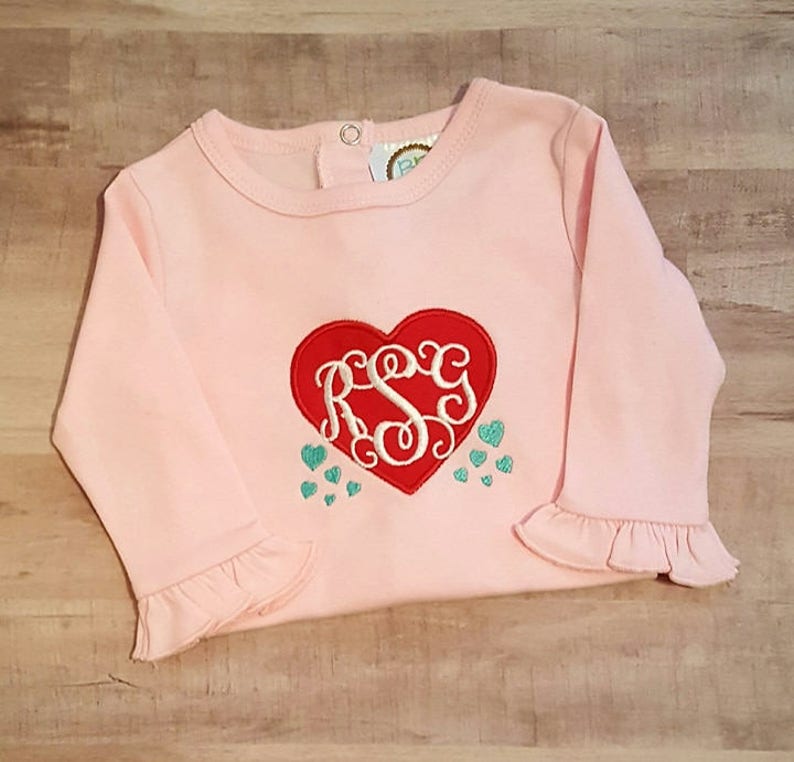 Girls Vday onesie Pink Ruffle sleeved Valentine/'s Day onesie Personalized Girls Valentine/'s Day bodysuit Monogrammed Valentine/'s Day shirt