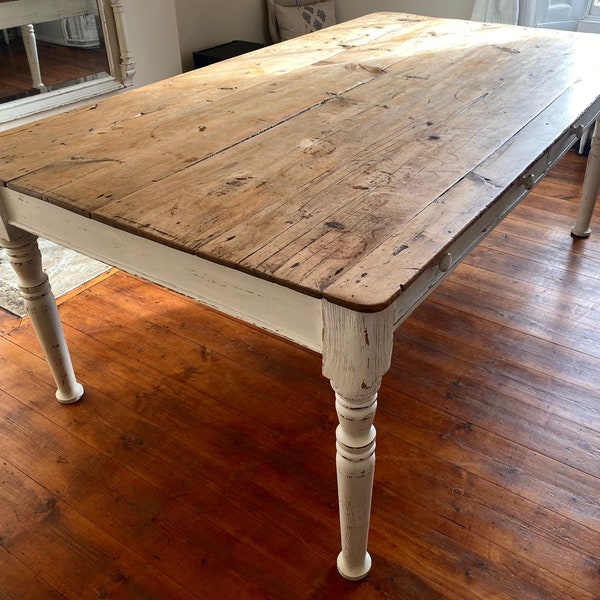 Huge 7ft Antique Country Rustic Farmhouse Kitchen / Dining Table