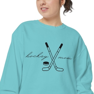Hockey Mom Garment-Dyed Sweatshirt Comfort Colors Hockey Mom Sweatshirt Hockey Sweatshirt