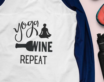 Yoga Tank Top Yoga Wine Repeat Yoga Racerback Tank Yoga Workout Top Yogi Wine Lover Tank Top