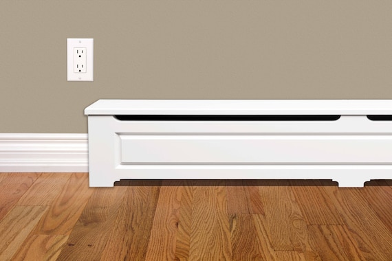 Craftsman Style 6 Ft. Wood Baseboard Heater Cover Kit in White 