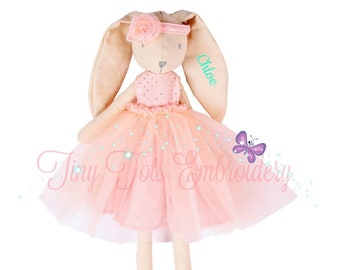 Personalized Bunny Rag Doll Baby Shower Gift Ballerina Plush Doll