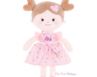 Personalized Dolls, Rag Doll, Custom Rag Doll, Baby Shower Gift, First Baby Doll, Plush Doll, Personalized Dolls for Baby Girls