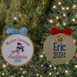 Personalized Embroidered Baby&#39;s First Christmas Ornament